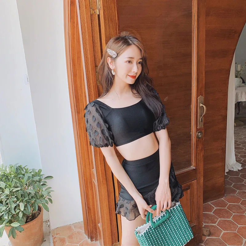 

Swimwear Women Swimming Suit Gir Swimsuit Surfing Swimsuits For Two Pieces Three Piece Cover Korean Polyester Geometric