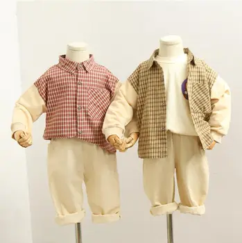 

2020 new boys plaid shirt cotton full sleeve fashion boys top 2-7 years HJ589