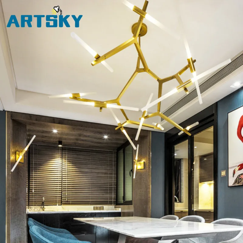 

Modern Nordic LED Gold Black Chandelier for Loft Bedroom and Kitchen
