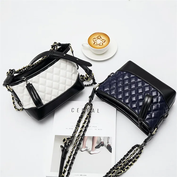 

New Style Rhombus Chain WOMEN'S Single-shoulder Bag Small Single Customizable Europe And America Style PU Leather Hobo Bag