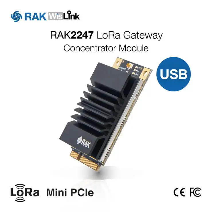 

RAK2247 SX1301Chip, , Industrial Grade Mini PCIe LoRa Gateway Concentrator Module, support USB Interface