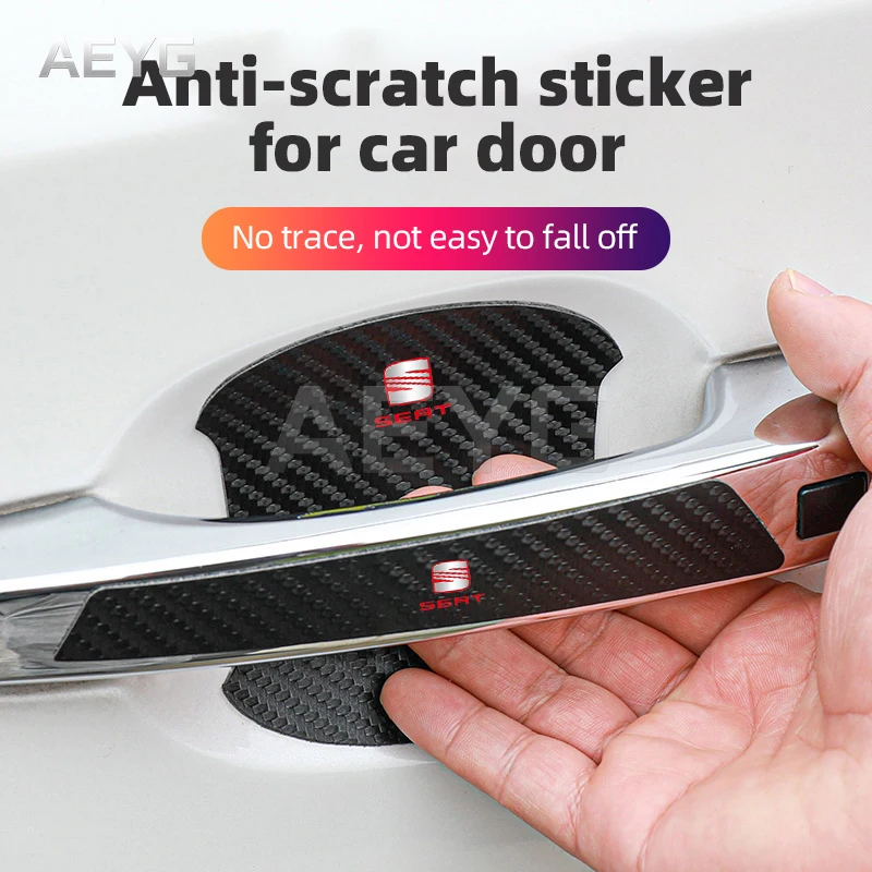 Carbon Fiber Car Door Handle Anti Scratches Sticker Vinyl Film For SEAT