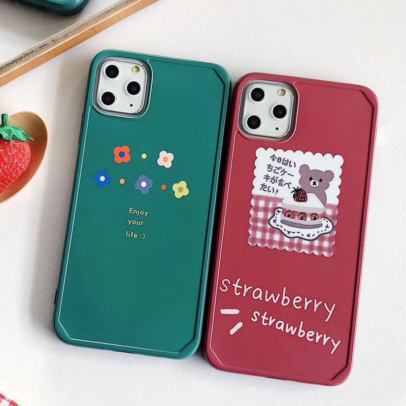 INS мультяшный милый чехол для телефона с листьями медведем iPhone 11 XS Pro X Max 6 S 7 8 Plus