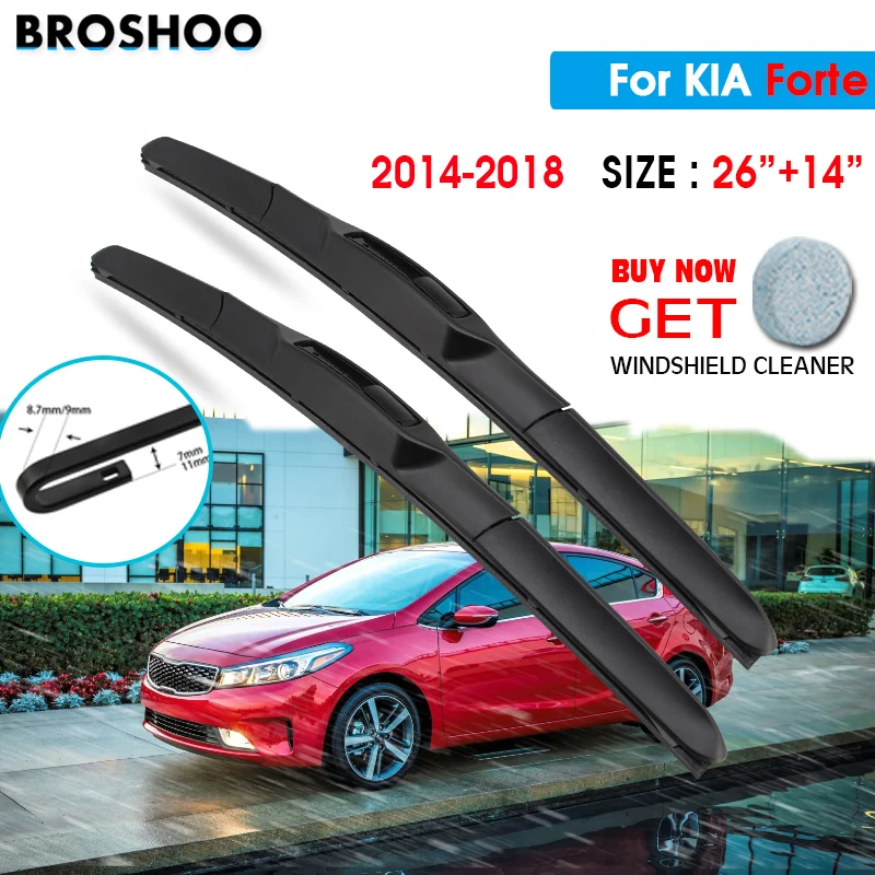 

Car Wiper Blade For KIA Forte 26"+14" 2014-2018 Atuo Windscreen Windshield Wipers Blades Window Wash Fit U Hook Arms