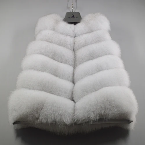 natural fox white Горячая Распродажа, женский жилет из натурального Лисьего меха, осенне-зимний качественный теплый жилет из натурального Лисьего меха, женский жилет для натуральный мех лисы - Цвет: natural fox white