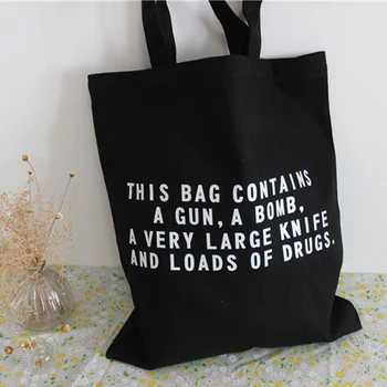 

Letter Print Simple Zipper Canvas Tote Bag Handmade Canvas Shopping School Books Trip Bags Shopping Bags Women Shoulder Bag