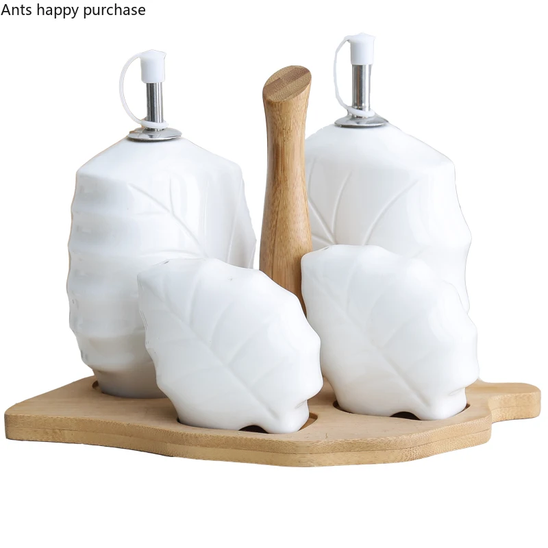 Бамбуковые деревянные керамические банки для приправ масла специй соуса набор