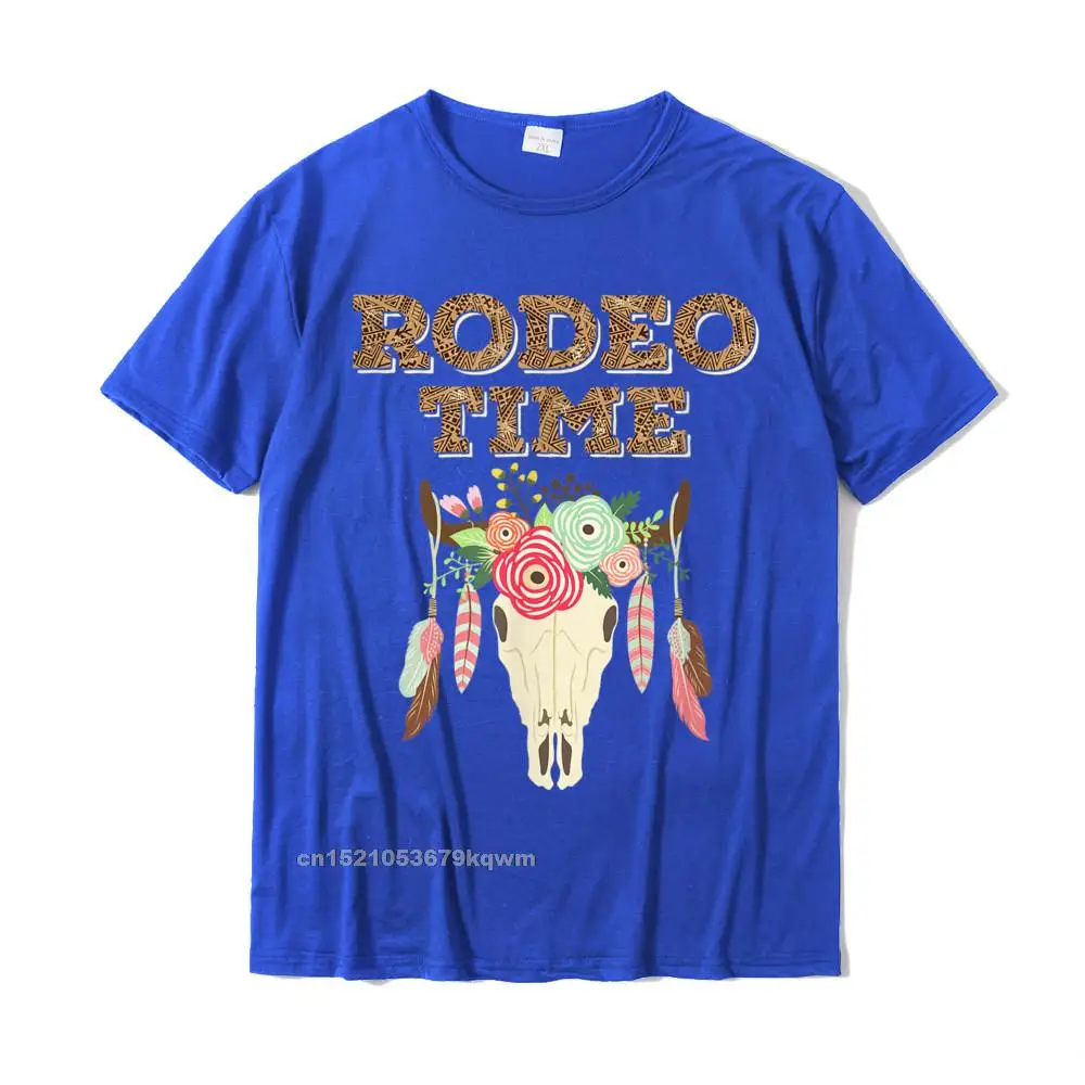 Dominant Summer Printed On T-Shirt Crew Neck 100% Cotton Fabric Men Tops Tees Short Sleeve Autumn Printed On T Shirt Boho Rodeo Time Western Native Skull T-Shirt__4982 blue