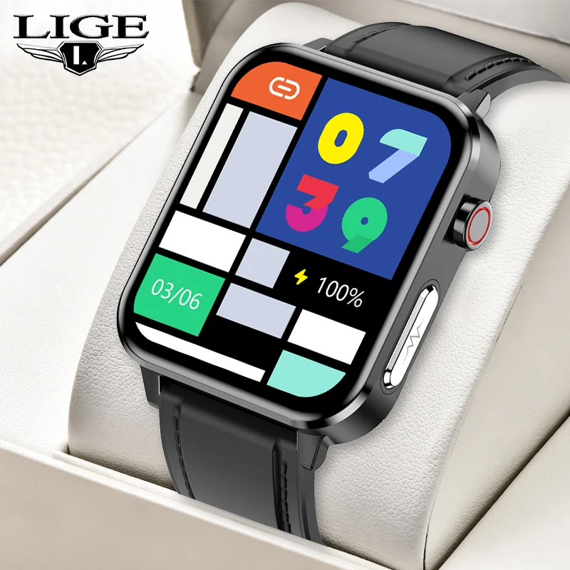 

LIGE 2021 New ECG Men's Smart Watch Body Temperature Heart Rate Blood Pressure Monitoring Smartwatch Men Sport Smart Bracelet