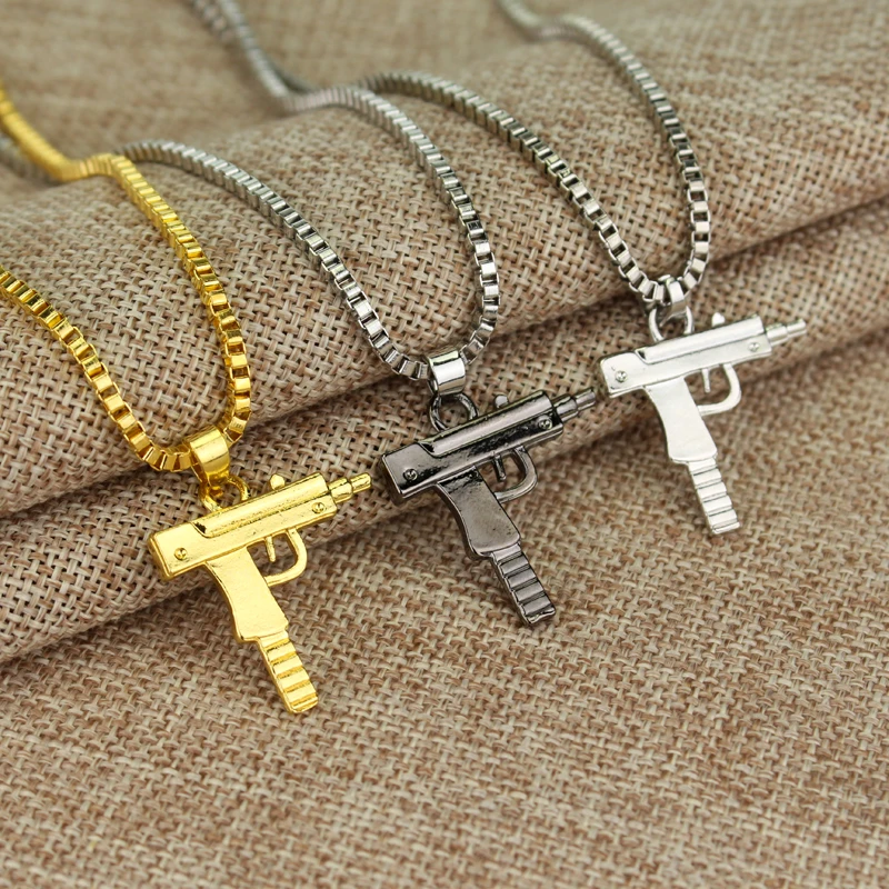Hot Submachine Gun Pistol Uzi Necklaces 