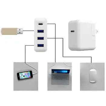

VODOOL Mini 4-Port 3 USB 3.0 Type-C Laptop Power Adapter Mini USB Hub for MacBook Multifunction USB Hub for mobile phones New