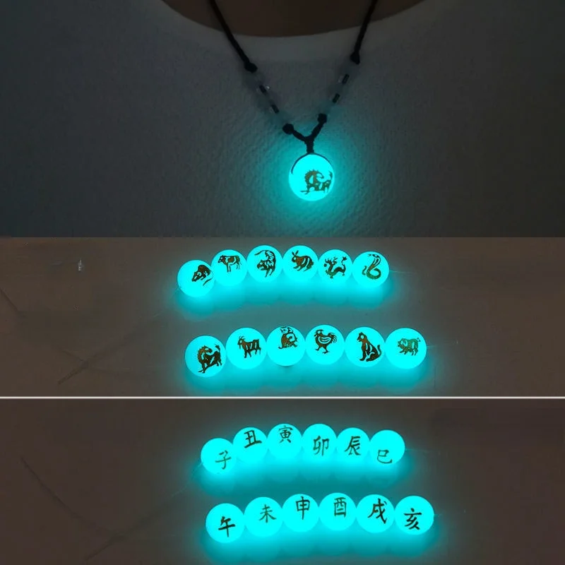 

10pcs Creative Chinese Zodiac Glow Fluorescent Necklace Men Women Pendants Costume Props Gifts Birthday Wedding