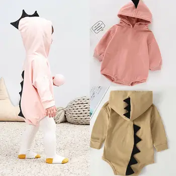 

Newborn Baby Bodysuit Girl Boy Cartoon Dinosaur Hooded Bodysuit Jumpsuit Long Sleeve Sweatshirts Autumn Twins Baby Clothes 0-24M