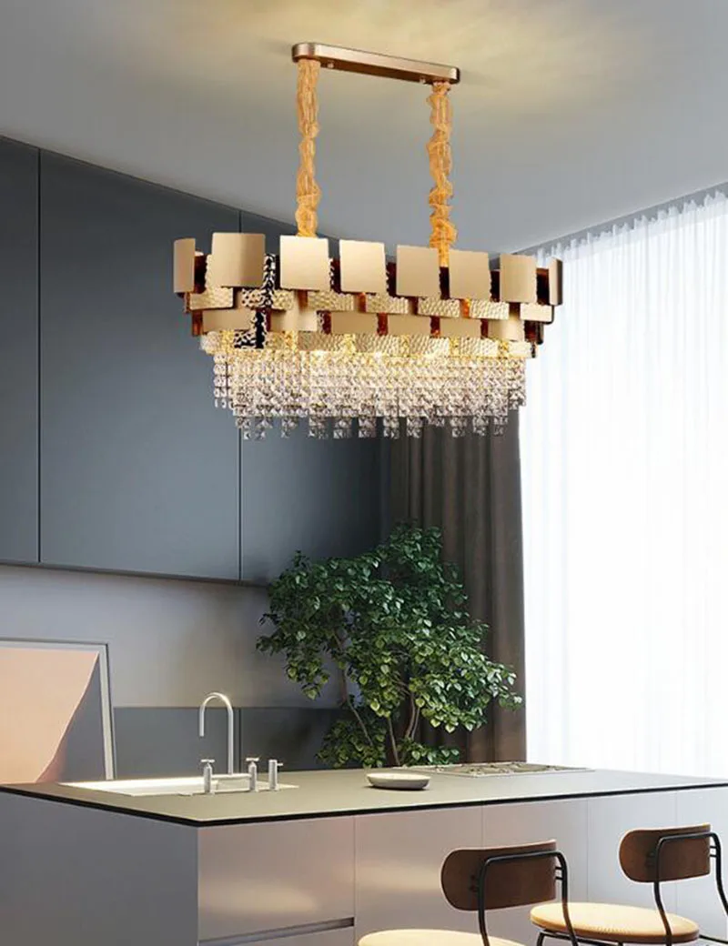 Manggic Luxury design oval AC110V 220v gold crystal chandelier modern lighting dining room living room crystal light fixtures
