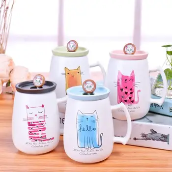 

Kawaii Cartoon Cat Printed Ceramic Mug Coffee Milk Tea Cup For Breakfast Water Juice Coffee Drinking Cup Birthday Gift Random