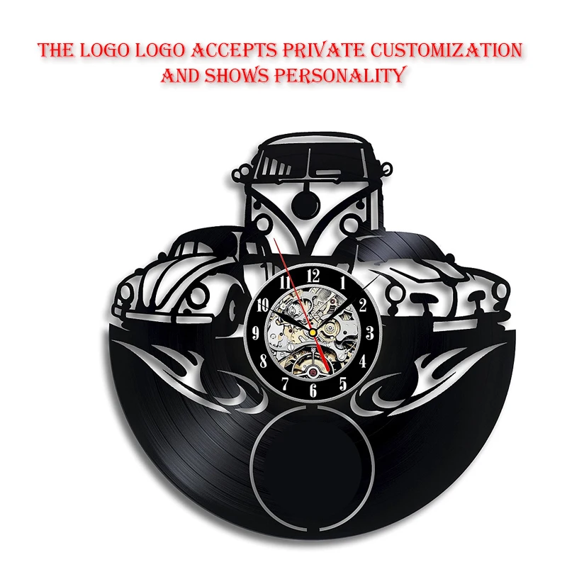 Горячая продажа логотипа автомобиля виниловая запись настенные часы