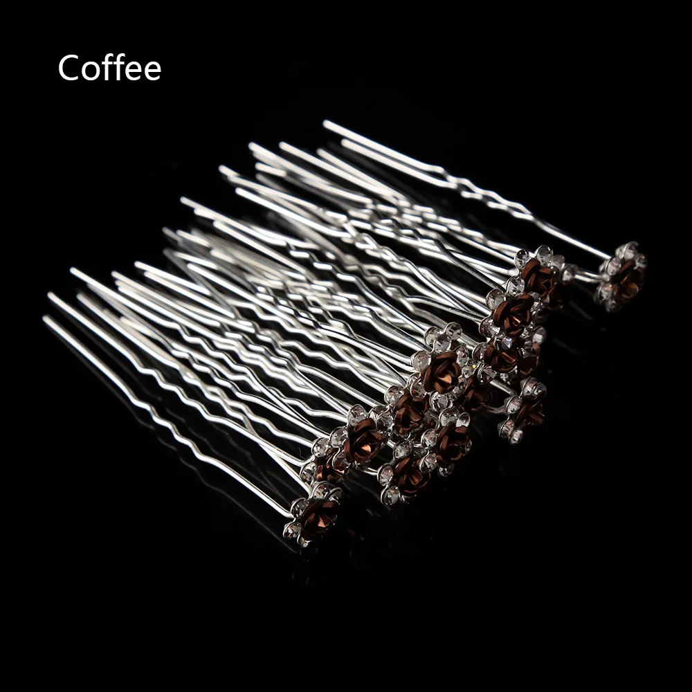 coffee 20 шт./лот, новейший специальный дизайн из горного хрусталя, заколки для волос с бабочкой, женские свадебные украшения для волос, хороший подарок - Окраска металла: coffee