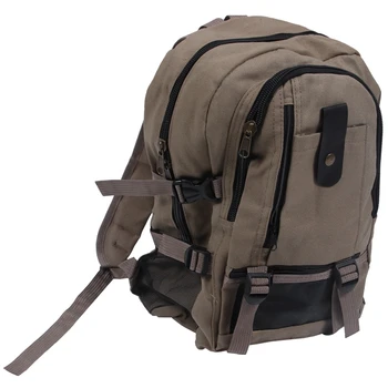 

male Retro Leisure tourism canvas backpack Dark khaki