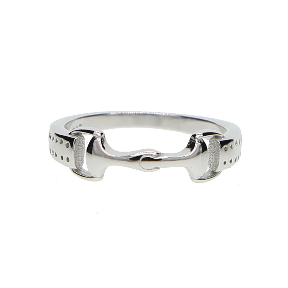 Очаровательные 925 Пробы Кольца с серебряным конским наконечником и шариком AAA cz