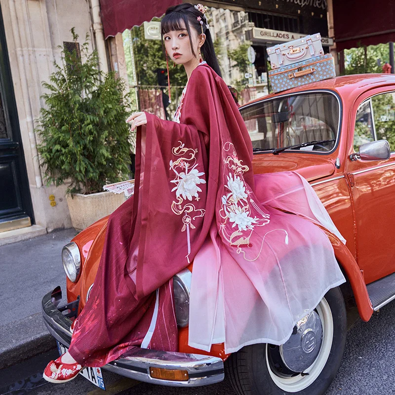 

thirteen cardamom son [WenJi] original embroidery embroidery wide sleeve red sleeve shirt hanfu coat women's summer