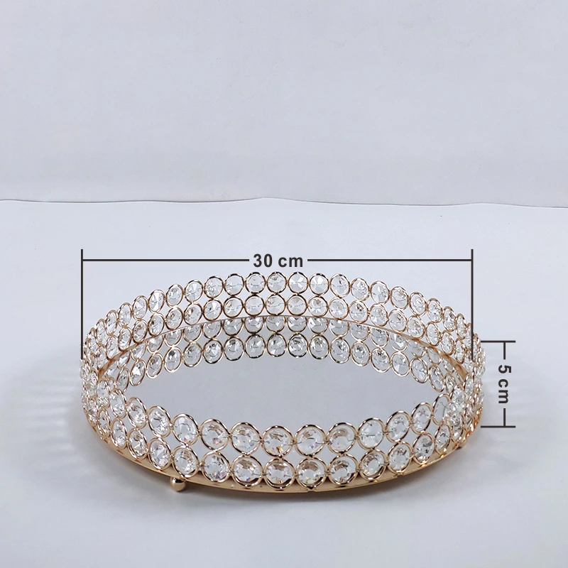 round L Новинка, Золотая зеркальная подставка для кексов, хрустальные металлические вечерние и семейные украшения, большая Фруктовая тарелка фрукты, корзина, домашний набор, инструмент для торта - Цвет: round L