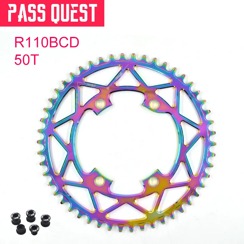 50T Pass Quest R110BCD дорожный велосипед с титановым покрытием, круглая узкая широкая цепь, кольцо 40 T-52 T, велосипедная цепь/цепное колесо - Цвет: 50T