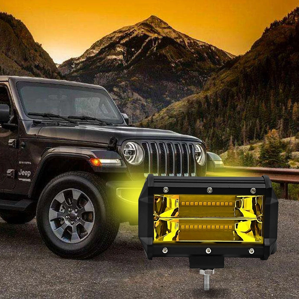 

Yellow Work Light 72W 5inch Fog Light Bar Driving Lamp Offroad Waterproof IP67 For Jeep ATV Car SUV Motorcycle Truck 12V/24V
