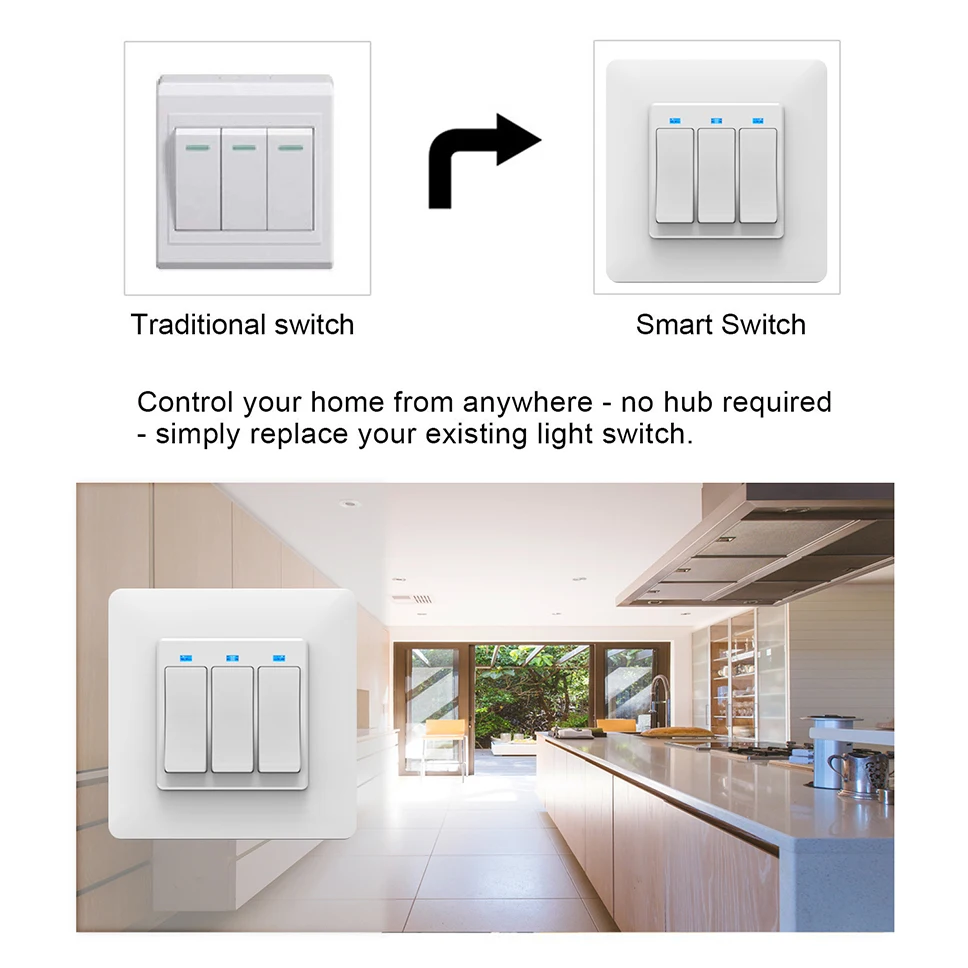 ZUCZUG Rocker Switch Smart LED Light Wall Switch Alexa Google Home Voice Control Touch Light Switch WIFI Light Smart Switch