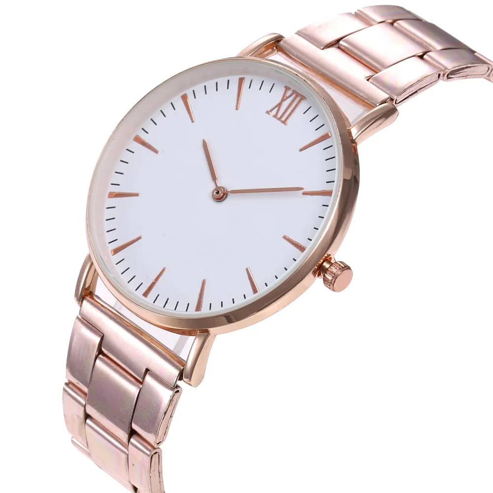 

Ladies Leather Strap Watch Dress Watch Women Simple No Sign Dial Two Hands Measuring Time Luxury Gold Steel Female Clock Mulher