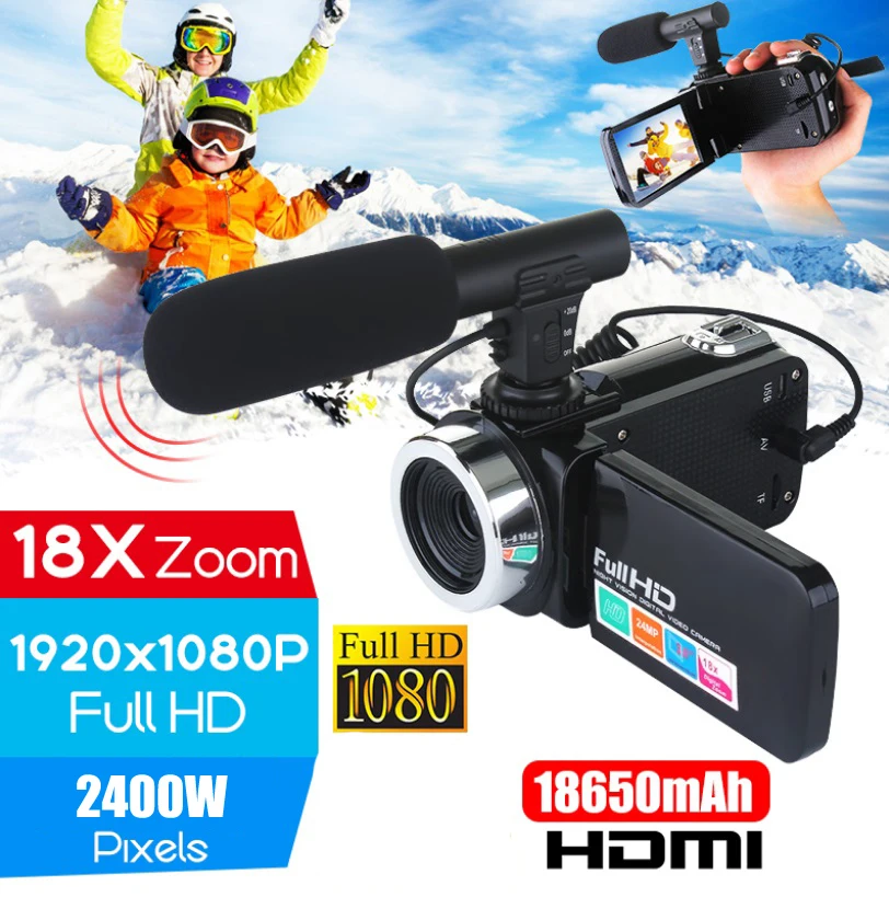Профессиональный 4K HD Камера видеокамера 24MP 3 дюймов Экран 18X зум цифровая