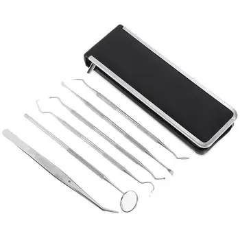 

6 Pcs/set Dental Tools Tooth Stone Remover Pick Scaler Mirror Stainless Steel Teeth Clean Probe for Dentist or Personal New