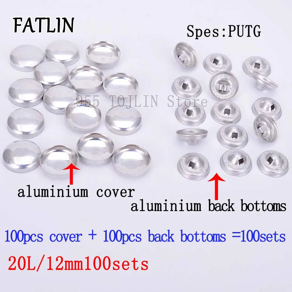 20L-12mm 100sets Y 100 наборов 16L-80L тканевые пуговицы из покрытой алюминием ткани, ручная работа, металлическая форма хлеба, круглая ткань, аксессуары,, PUTG - Цвет: 20L-12mm 100sets Y