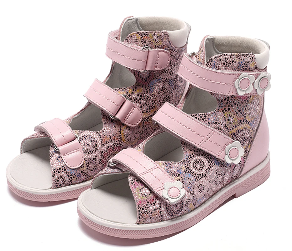 Pattern Princepard Новые Детские розовый в цветочек с принтом ортопедические Обувь дети Обувь для девочек Высококачественные босоножки с жесткой подошвой детские ортопедические обувь босоножки детские туфли детские ботинки - Цвет: Pattern