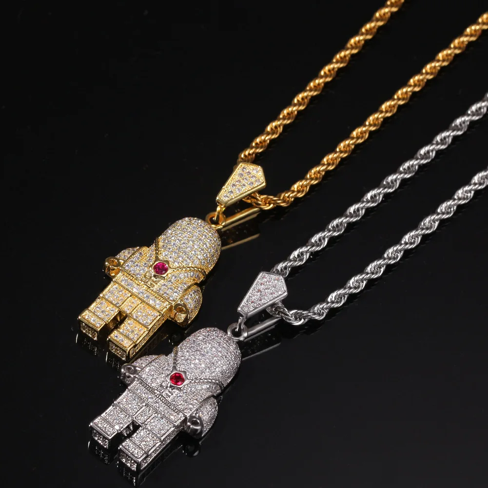 Hip Hop Jewelry Zircon Astronaut Iced Out Cool Mens Pendant Necklace Gold Chain For Men Fashion Necklace
