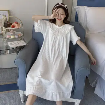 

2020 summer Nightgown Women Loose Sleepwear Dress Summer Lace lace cotton Nightgown & Sleepshirts Nightdress Wholesale