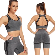 2 pçs conjunto de yoga conjuntos mulheres sem costura shorts ao ar livre biker leggings feminino esportes ginásio conjunto cintura alta calças esportivas + sutiã verão