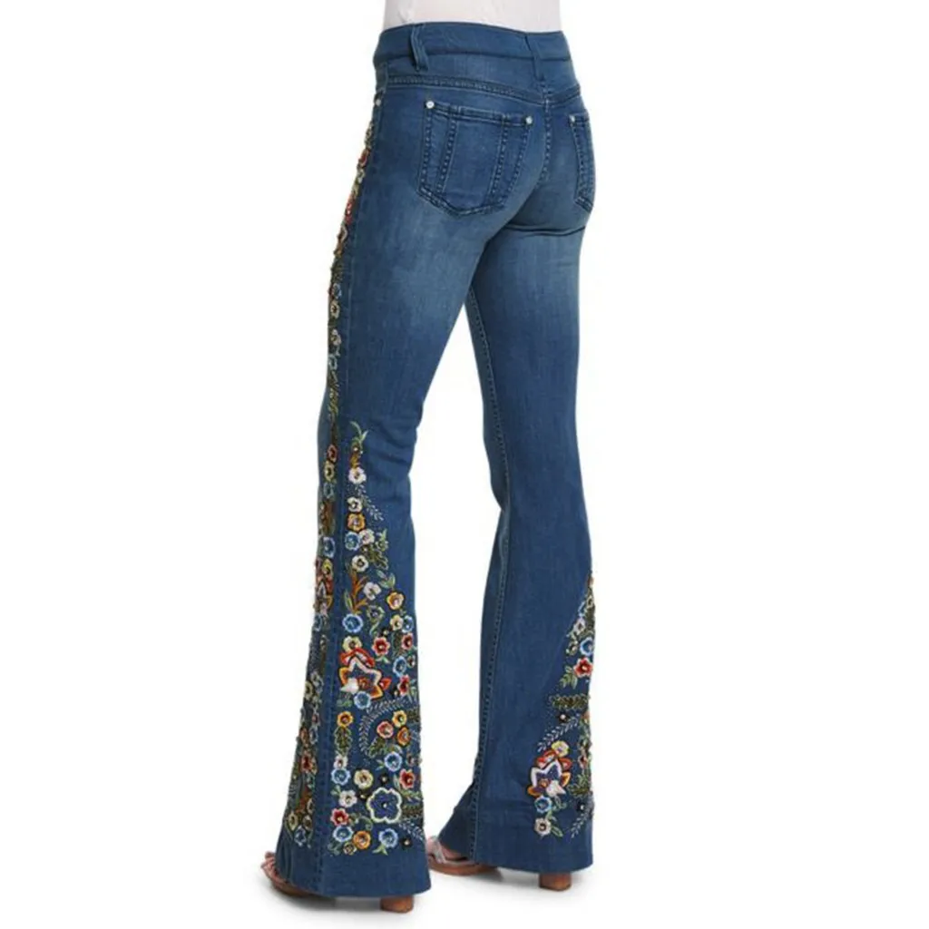 Autumn New High Waist Flare Jeans Women Bell Bottom Denim Ladies Skinny Jeans Retro Female Wide Leg Pants Trousers
