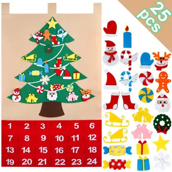 

OurWarm Christmas Felt Advent Calendar Hanging Ornament Decoration Date 1-24 Countdown to Christmas New Year Supplies