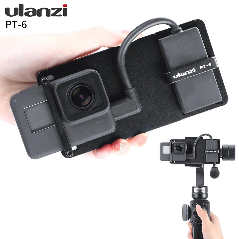 ABKT-Ulanzi Pt-6 Gopro Vlog пластина с микрофоном адаптер для 3 оси Gimbal Moza Mini S Smooth 4 Vimble 2 Vlogging металлический чехол для Gopro