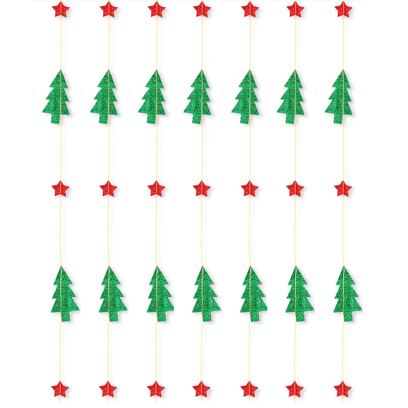 2 1Set Glitter Star Round Green Red Tree Garland Christmas Banner Happy Birthday Wedding Party Decoration Christmas Party Supplies - Цвет: 2