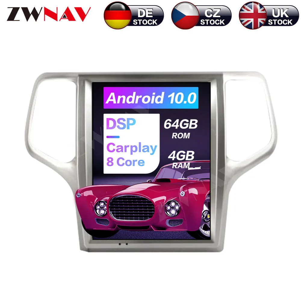 Android 10 для JEEP Grand Cherokee 2008 2009 2013 DSP Carplay Tesla IPS экран Автомобильный мультимедийный