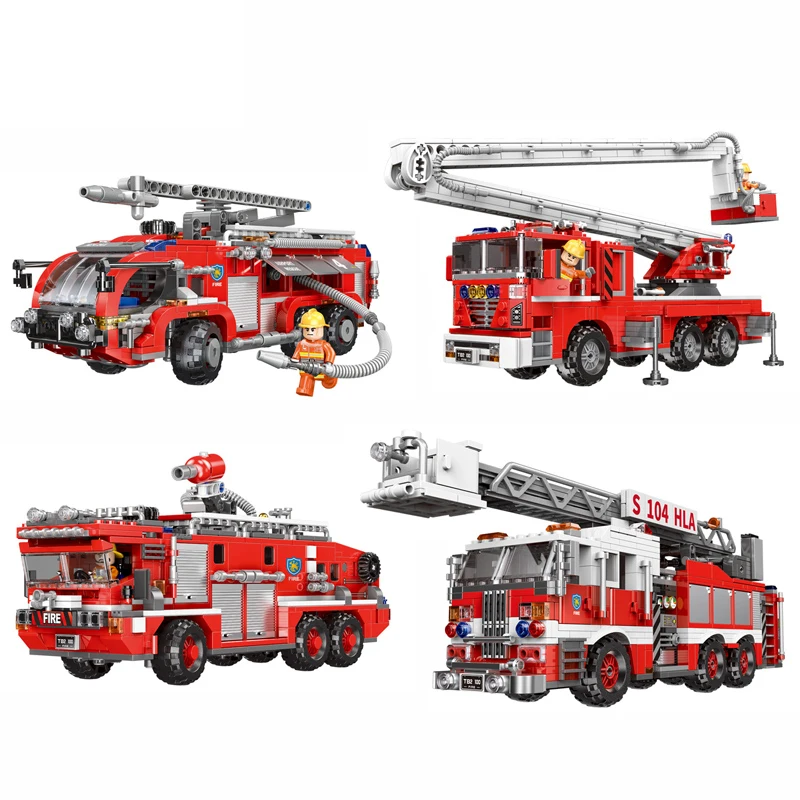 City FireFighter Station Ladder Truck Building Blocks Compatible Technical Police Enlighten Bricks Toys Gifts For Kids | Игрушки и хобби