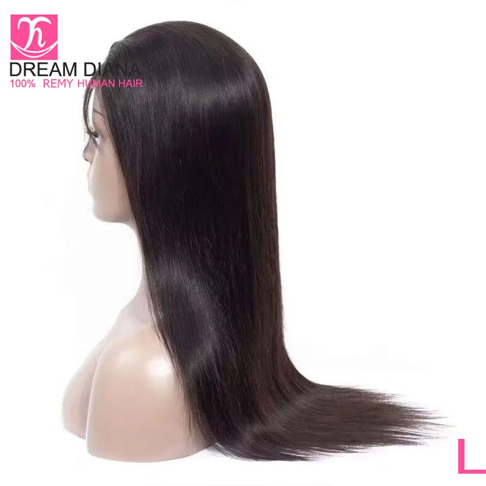 

DreamDiana Indian Silky Straight 360 Lace Wigs 10"-26" 150 Density L Remy 360 Lace Frontal Human Hair Wigs Glueless Lace Wig