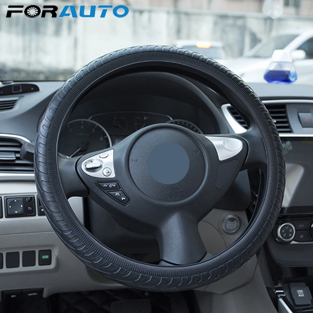 FORAUTO 1 шт. универсальные автомобильные чехлы на руль чехол силиконовая текстура мягкий Противоскользящий автомобильный Стайлинг
