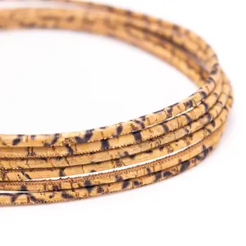 

10 meters Leopard print 3mm round cork cord COR-547