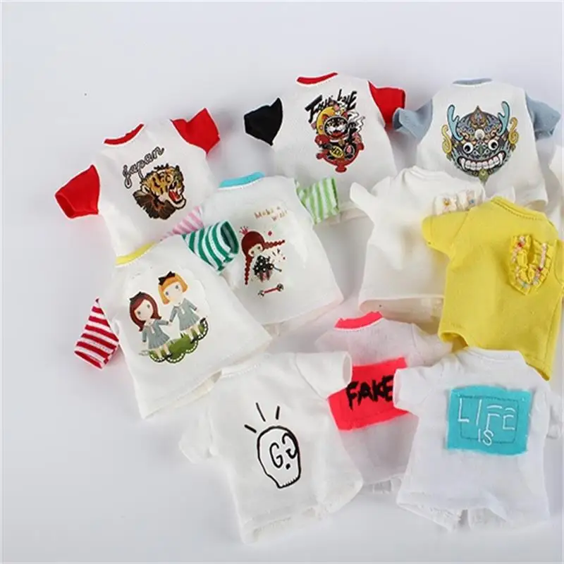 Ручная работа, 1 шт., модная футболка blyth Dolls с принтом, Изысканная футболка для кукол blyth 1/6, аксессуары, одежда