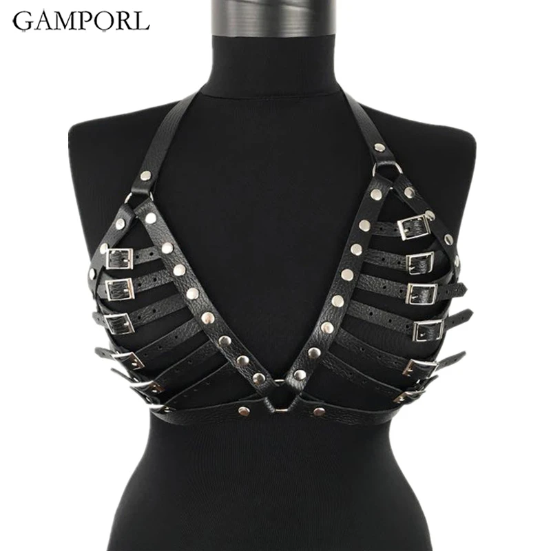 GAMPORL женское нижнее белье кожаный бюстгальтер пояс подвязка БДСМ связывание