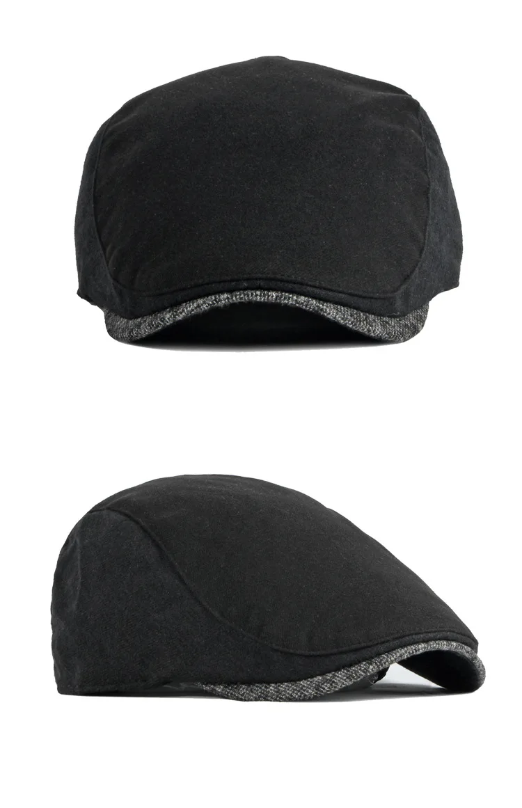 Fall/winter hat men's beret British retro stitching thick warm cap female literary youth forward hat mens barrette hat