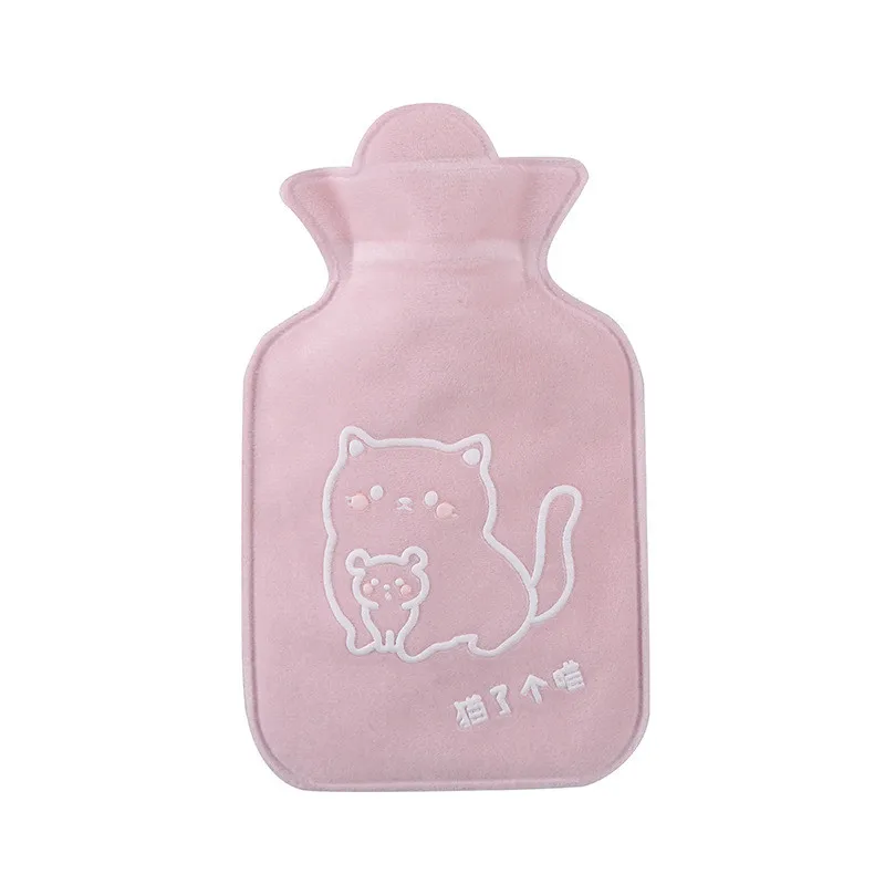 Мягкий плюшевый мешок для горячей воды с рисунком из мультфильма, портативный зимний теплый многоразовый подогреватель для рук - Цвет: Pink cat