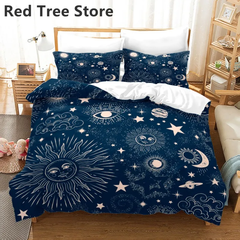 Cartoon Universe Bedding Set Galaxy Outer Space Duvet Cover Quilt Comforter with Pillowcase King Queen Full Size Bed Linen Sets 